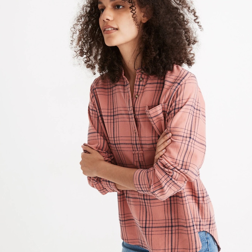 Madewell Flannel Popover in Colcord Plaid